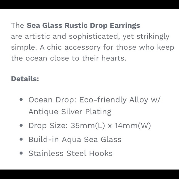 NWT! 🏝 HAMMERED ECO-FRIENDLY SILVER/BLUE SEA GLASS OCEAN DROP EARRINGS - Picture 6 of 6